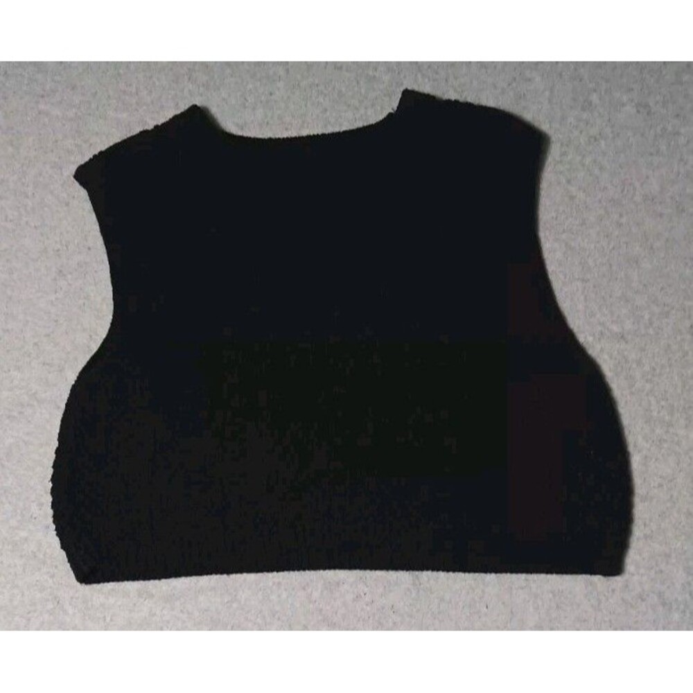 Double Zero Sleeveless Cable Knit Sweater Vest L Black Y2K Minimalist Preppy